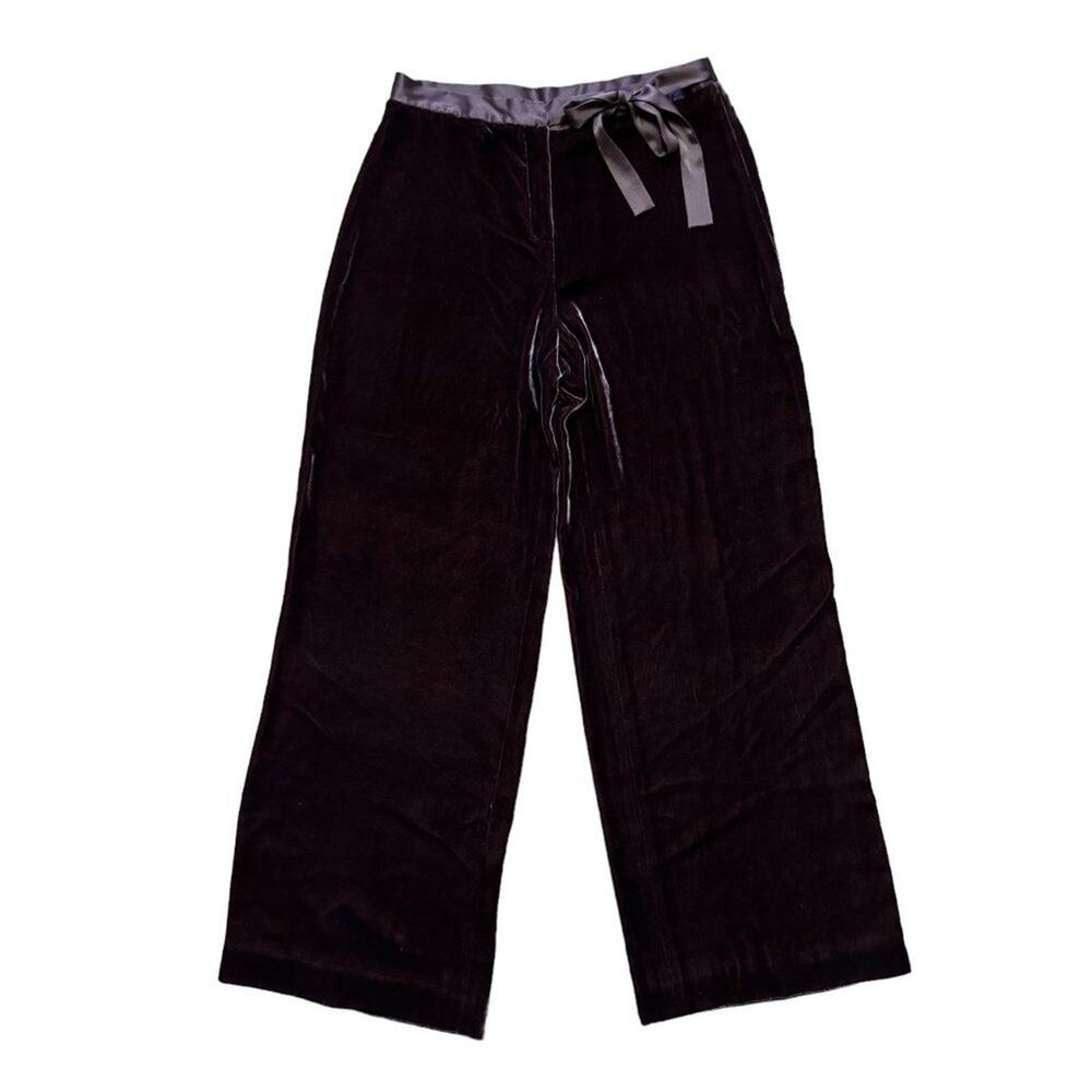 VTG ANTHROPOLOGIE Wide Leg Tie Waist Velvet Pants in Deep Garnet  90s Y2K  SZ 2